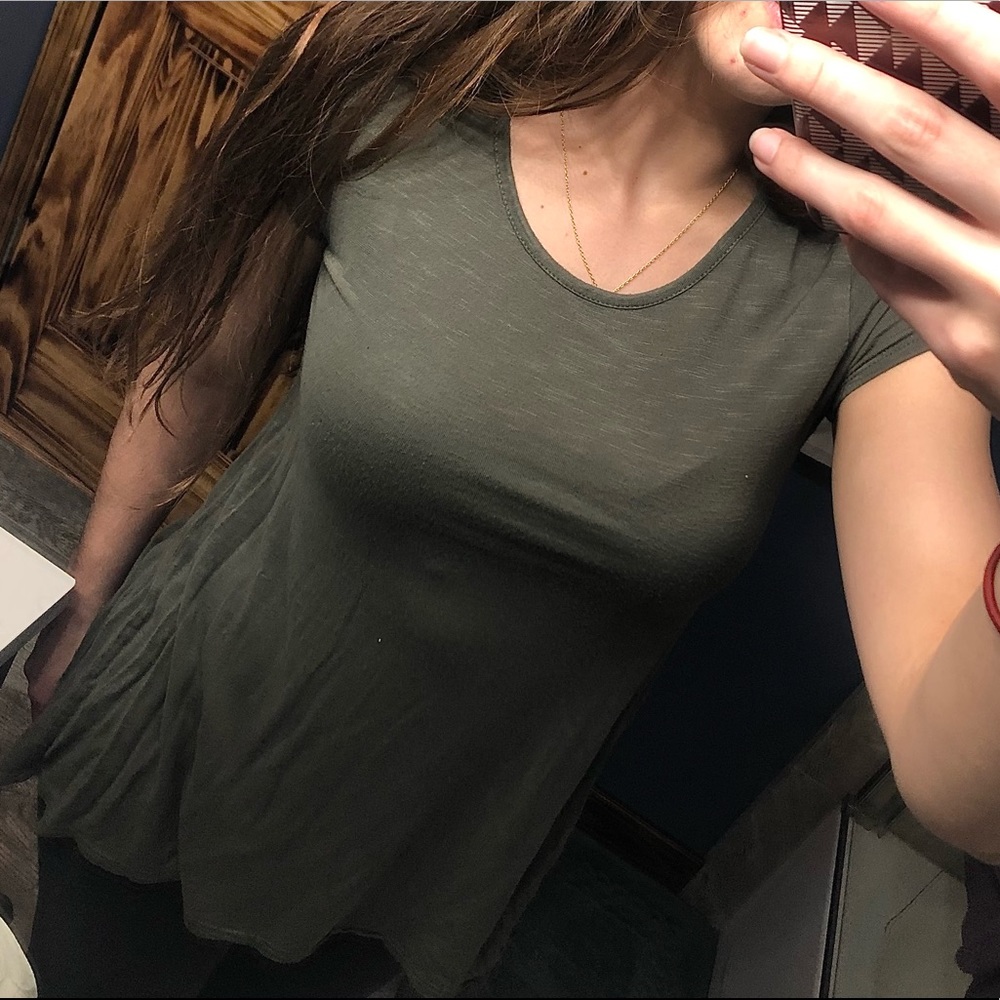 Mossimo Supply Co. Short Sleeve Olive Green Top